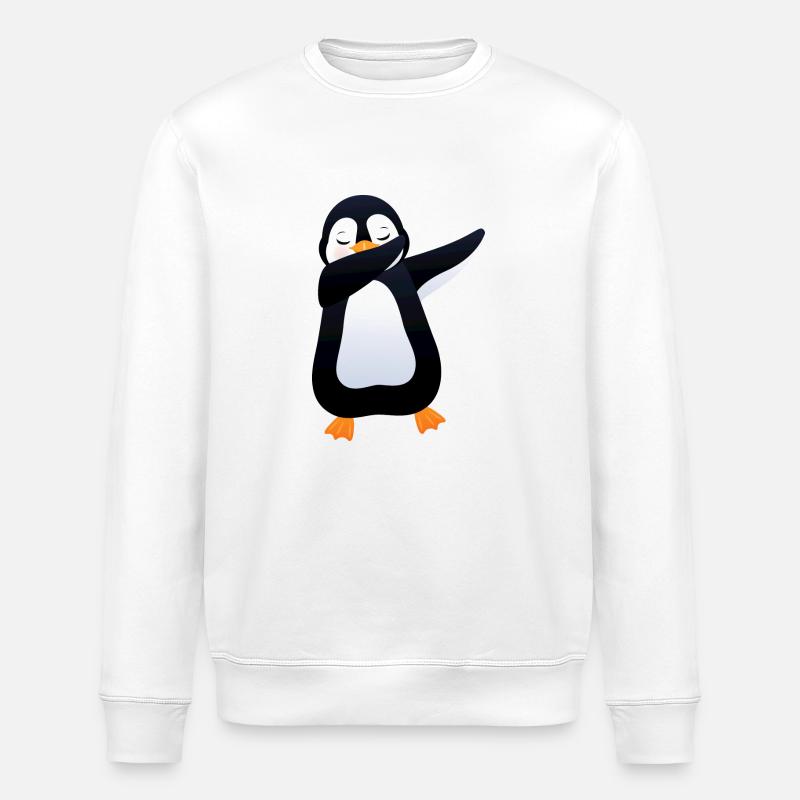 Penguin Dab Dance - Cool Gift - Stanley/Stella ROLLER Unisex Organic Sweatshirt - white