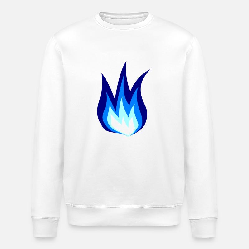 Blaue Feuerflammen - Stanley/Stella Unisex Bio-Sweatshirt ROLLER - Weiß