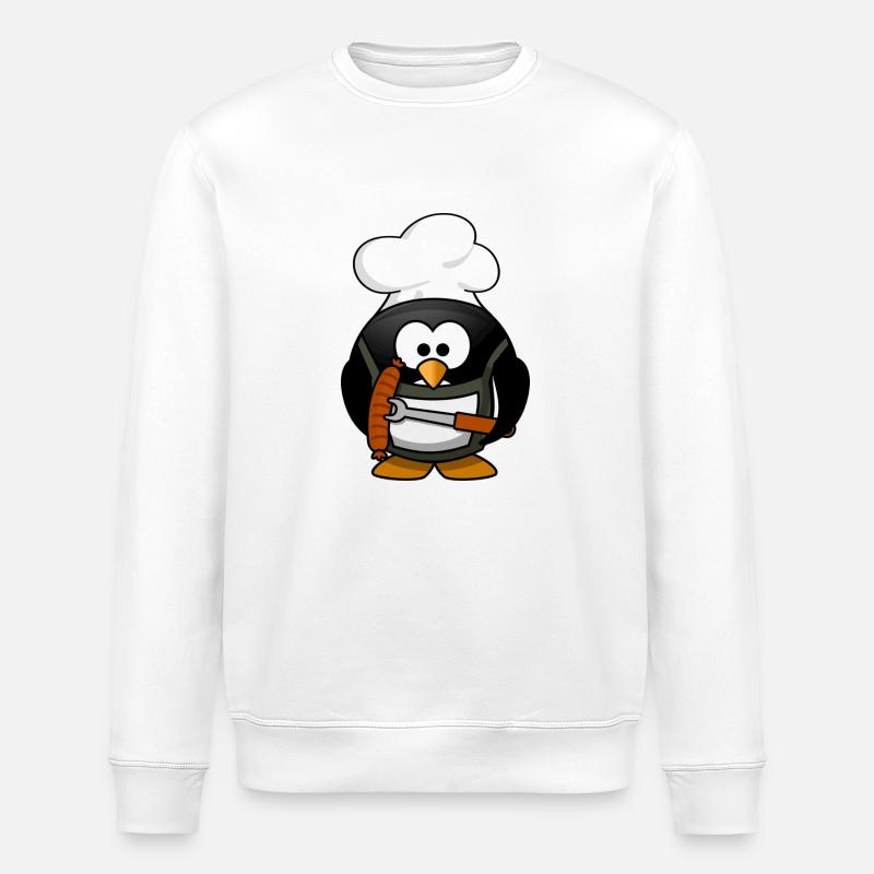 Boiling penguin with bratwurst. Gift - Stanley/Stella ROLLER Unisex Organic Sweatshirt - white