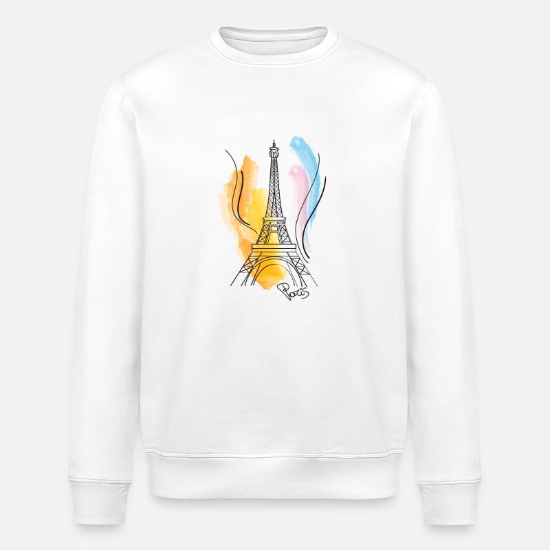 Dessin de tour Eiffel - Sweat bio ROLLER Stanley/Stella Unisexe - blanc