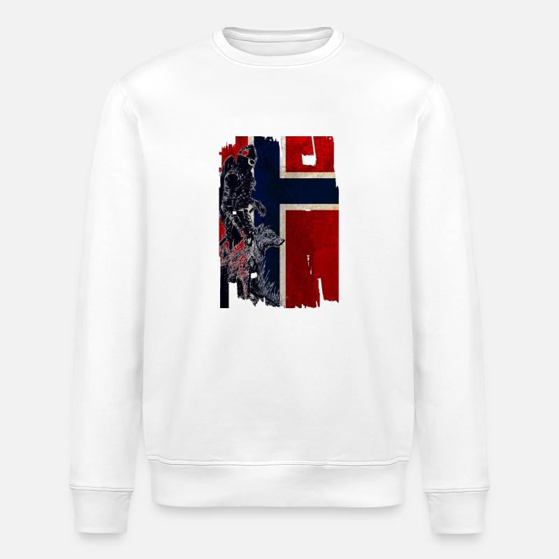 Wikinger Wolf Norwegen - Stanley/Stella Unisex Bio-Sweatshirt ROLLER - Weiß