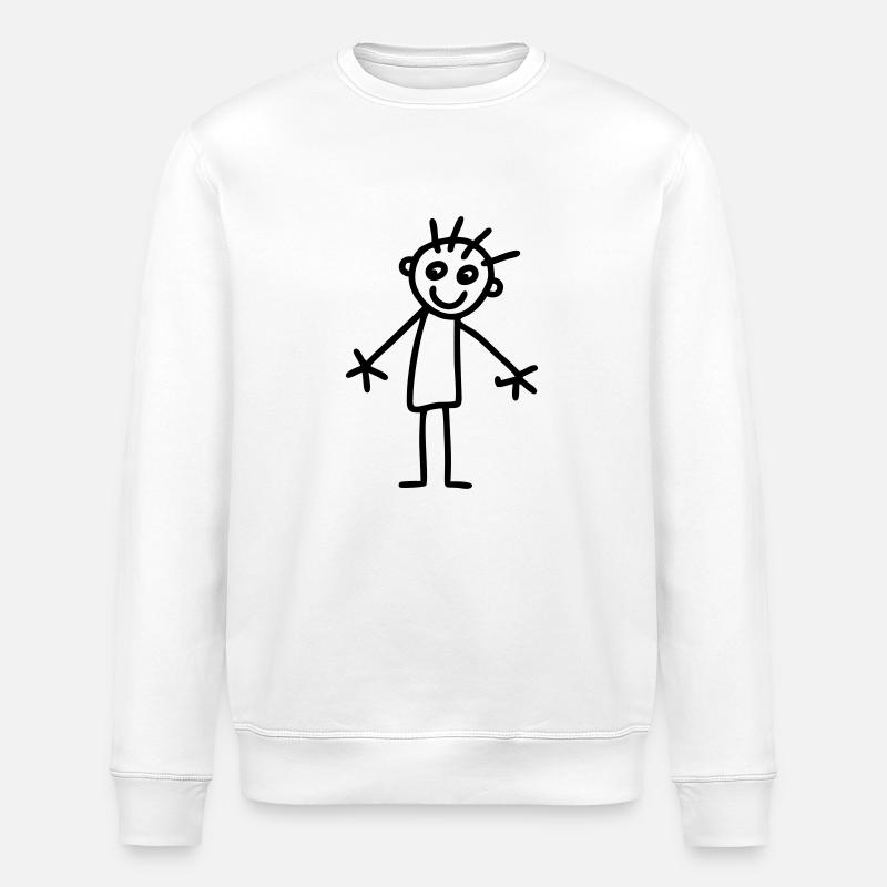 Strichmännchen Kinderzeichnung - Stanley/Stella Unisex Bio-Sweatshirt ROLLER - Weiß