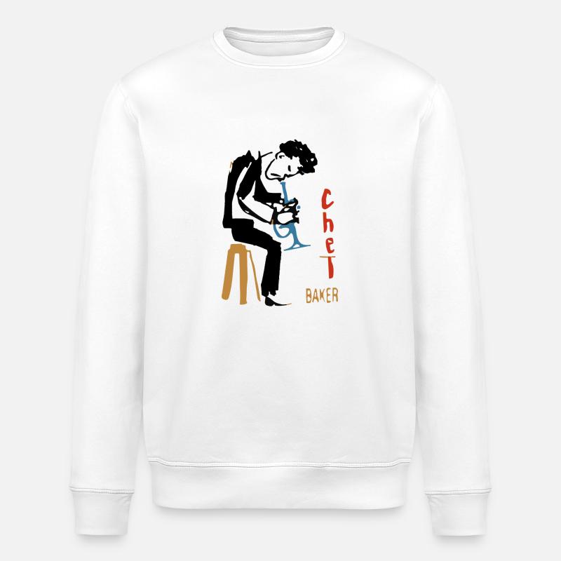 Chet Baker trompette - Sweat bio ROLLER Stanley/Stella Unisexe - blanc