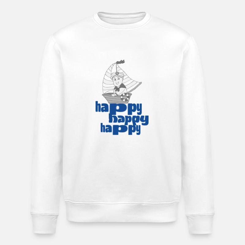 Little Captain Happy - Stanley/Stella ROLLER Unisex Organic Sweatshirt - white