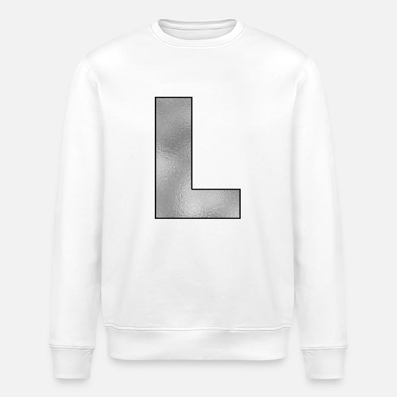 Lettre L Argent - Sweat bio ROLLER Stanley/Stella Unisexe - blanc