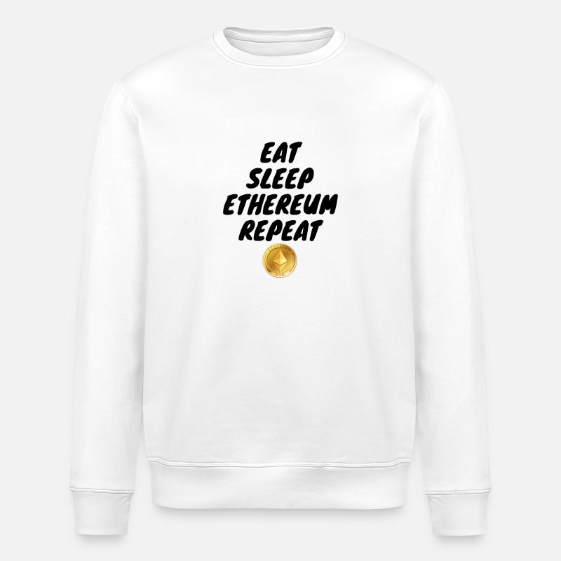 Krypto Eat sleep Repeat ETH - Stanley/Stella Unisex Bio-Sweatshirt ROLLER - Weiß