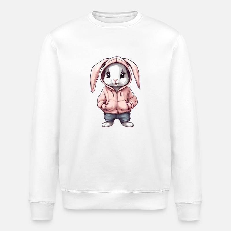 Lapin mignon avec pull hoddie - Sweat bio ROLLER Stanley/Stella Unisexe - blanc