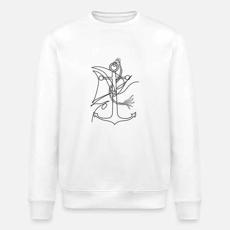 Anker und Segelboot - Stanley/Stella Unisex Bio-Sweatshirt ROLLER - Weiß
