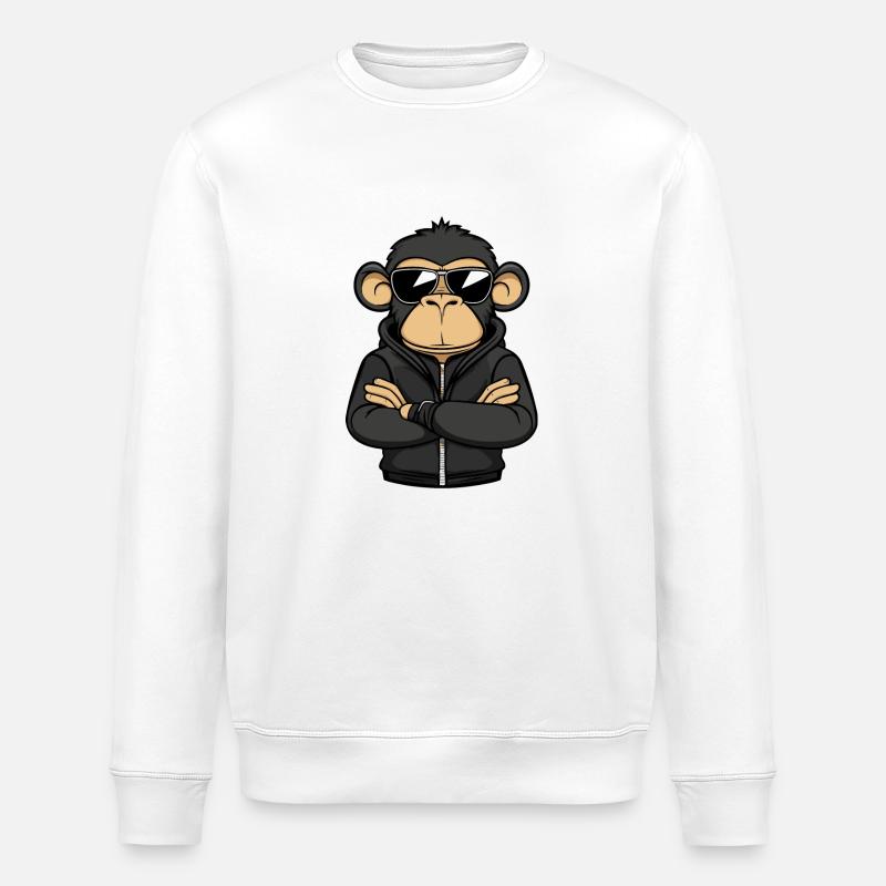 Affe Comic - Stanley/Stella Unisex Bio-Sweatshirt ROLLER - Weiß