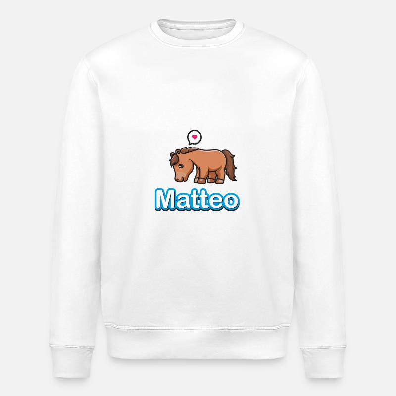 Falkenhof Matteo Comic Pferd - Stanley/Stella Unisex Bio-Sweatshirt ROLLER - Weiß