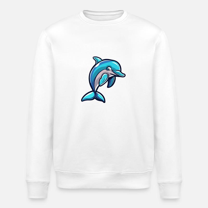 Dolphin Comic - Stanley/Stella ROLLER Unisex Organic Sweatshirt - white