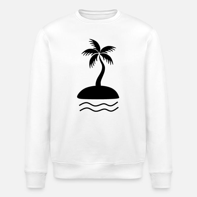 Palm Tree Black - Stanley/Stella ROLLER Unisex Organic Sweatshirt - white