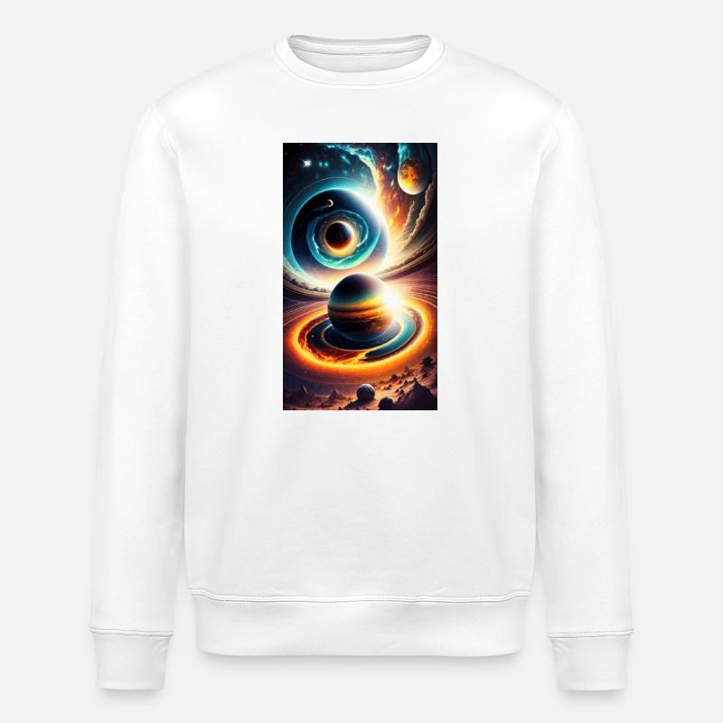 Univers avec planète - Sweat bio ROLLER Stanley/Stella Unisexe - blanc