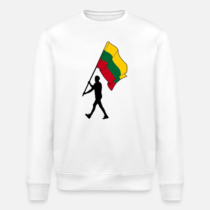 Flagge Litauen Mann geht - Stanley/Stella Unisex Bio-Sweatshirt ROLLER - Weiß