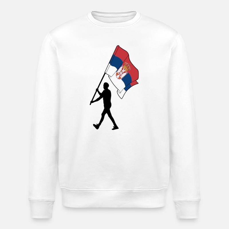 Flagge Serbien Mann geht - Stanley/Stella Unisex Bio-Sweatshirt ROLLER - Weiß
