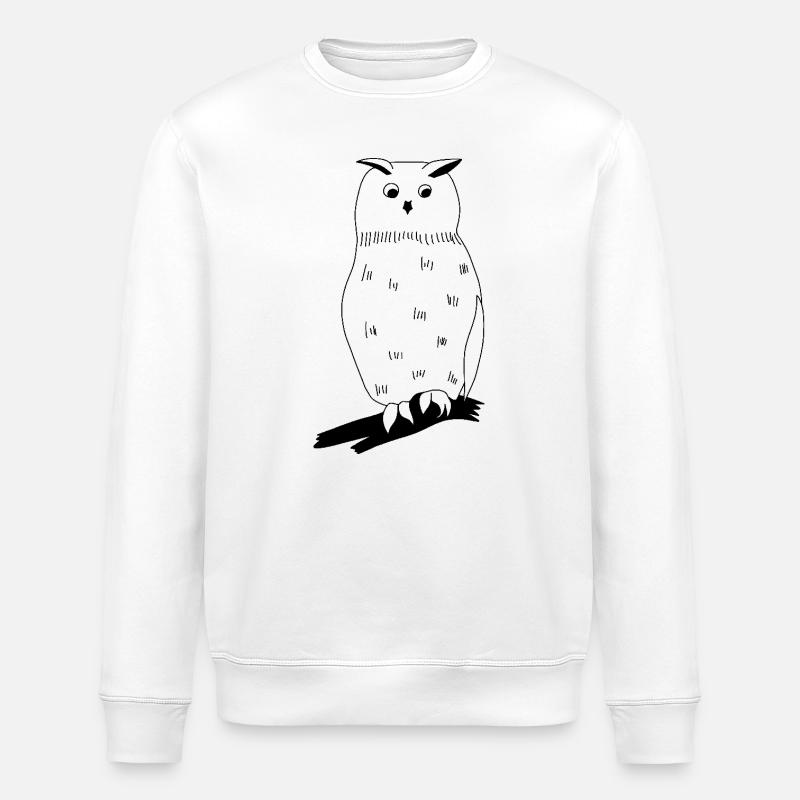 Uhu - Grafik schwarz-weiss - Stanley/Stella Unisex Bio-Sweatshirt ROLLER - Weiß