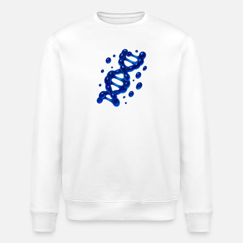 3D DNA Helix Molecule Blue - Stanley/Stella ROLLER Unisex Organic Sweatshirt - white