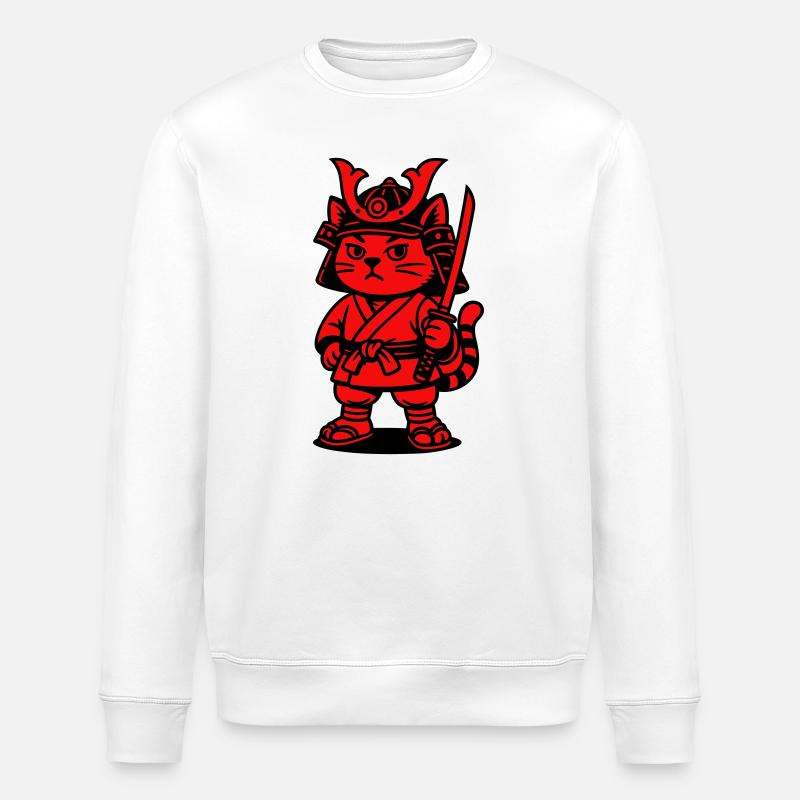 Samurai Katze - Stanley/Stella Unisex Bio-Sweatshirt ROLLER - Weiß