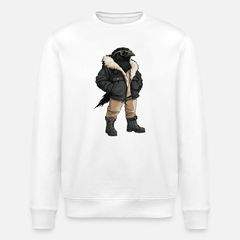 Rabe Krähe Cool Winter - Stanley/Stella Unisex Bio-Sweatshirt ROLLER - Weiß