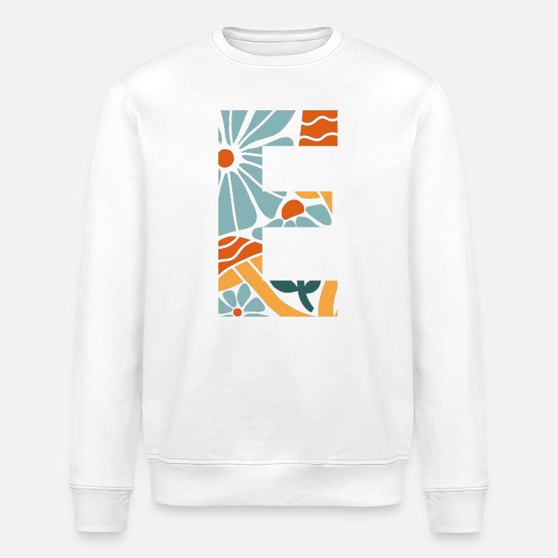 Buchstabe e Blumen groovy Geschenkidee - Stanley/Stella Unisex Bio-Sweatshirt ROLLER - Weiß