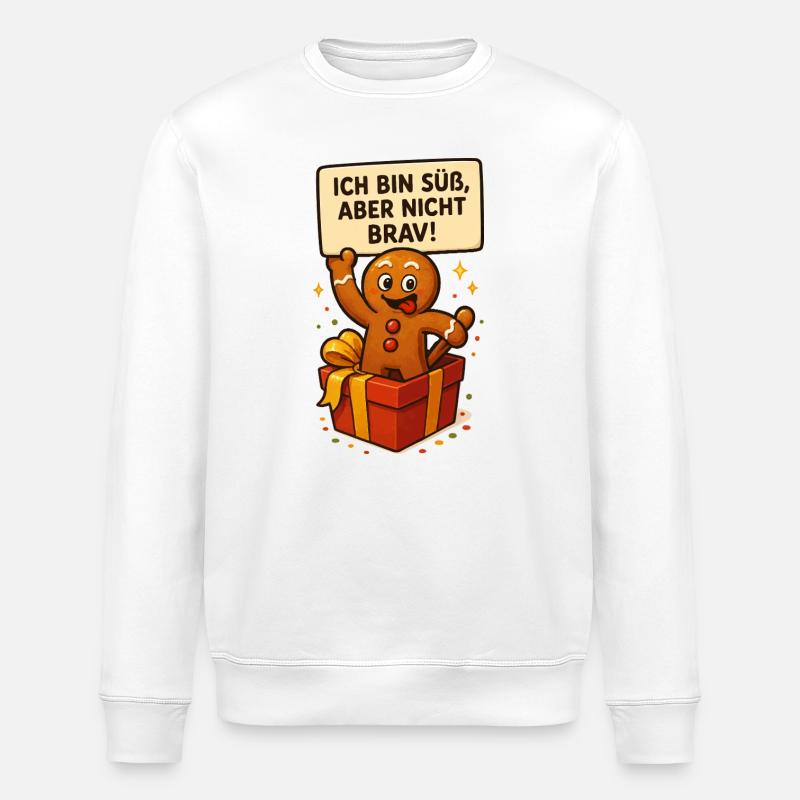 Süßer Lebkuchenmann im Geschenk - Stanley/Stella Unisex Bio-Sweatshirt ROLLER - Weiß