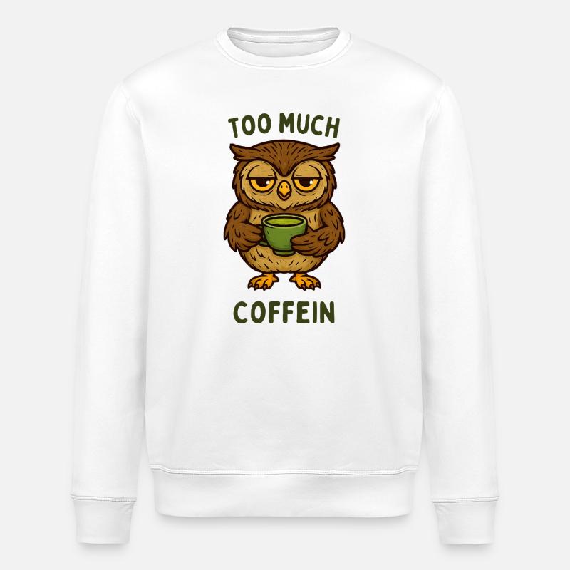 Nickernde Eule mit Kaffeebecher - Stanley/Stella Unisex Bio-Sweatshirt ROLLER - Weiß