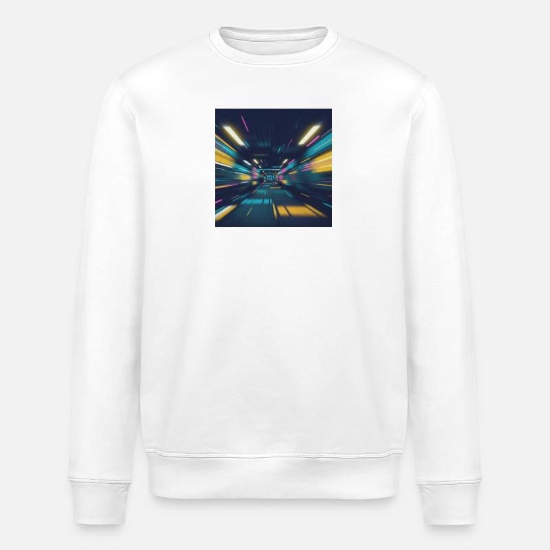 Neon-Tunnel U-Bahn Berlin  - Stanley/Stella Unisex Bio-Sweatshirt ROLLER - Weiß