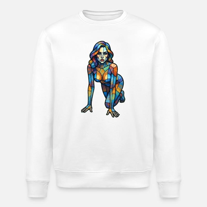 Bunte Glaskubistin - Stanley/Stella Unisex Bio-Sweatshirt ROLLER - Weiß
