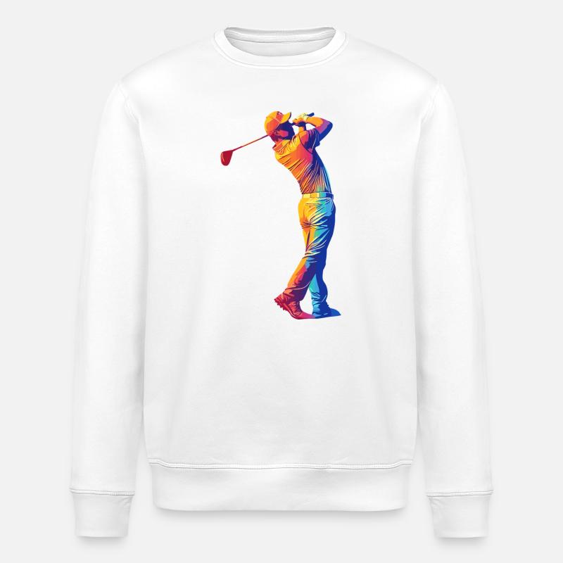 Swing arc-en-ciel du golfeur - Sweat bio ROLLER Stanley/Stella Unisexe - blanc
