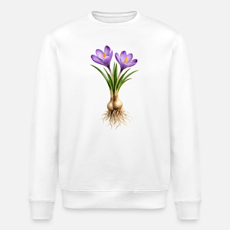 Crocuses with bulbs and roots - Stanley/Stella ROLLER Unisex Organic Sweatshirt - white