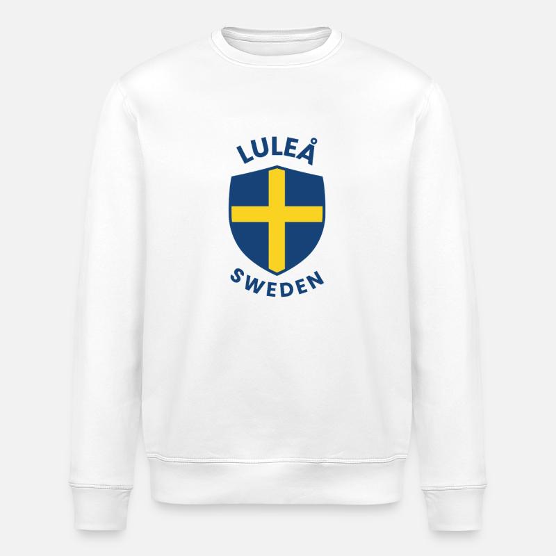 Luleå-Schild Schwedens Flaggenkreuz - Stanley/Stella Unisex Bio-Sweatshirt ROLLER - Weiß