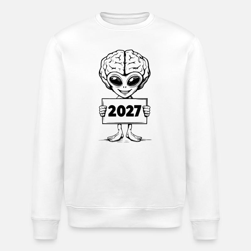 Alien with a brain - Stanley/Stella ROLLER Unisex Organic Sweatshirt - white