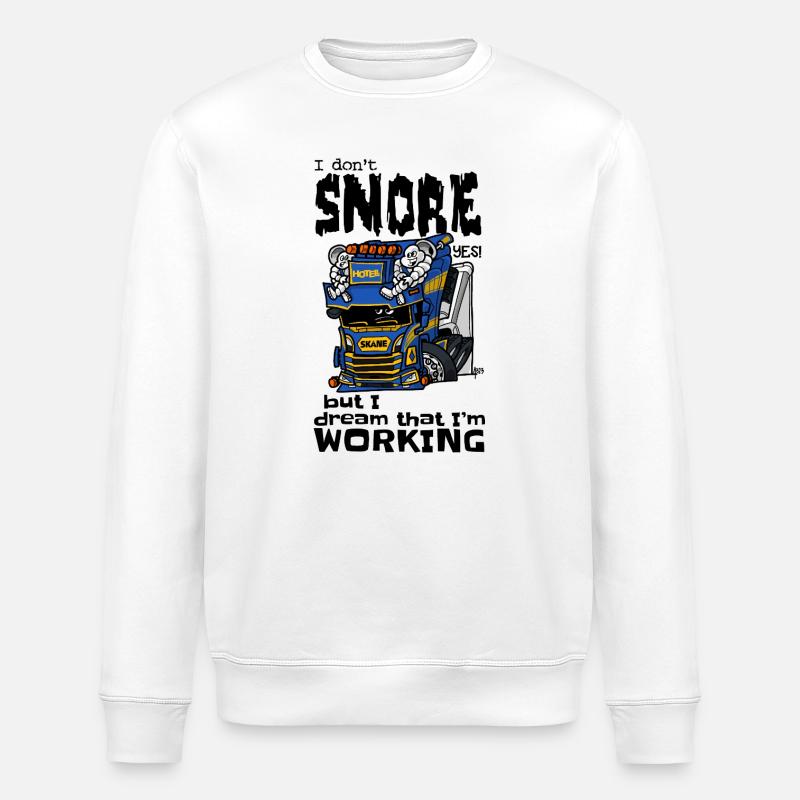 1477_i_dont_snore-M_TRUCK - Sweat bio ROLLER Stanley/Stella Unisexe - blanc