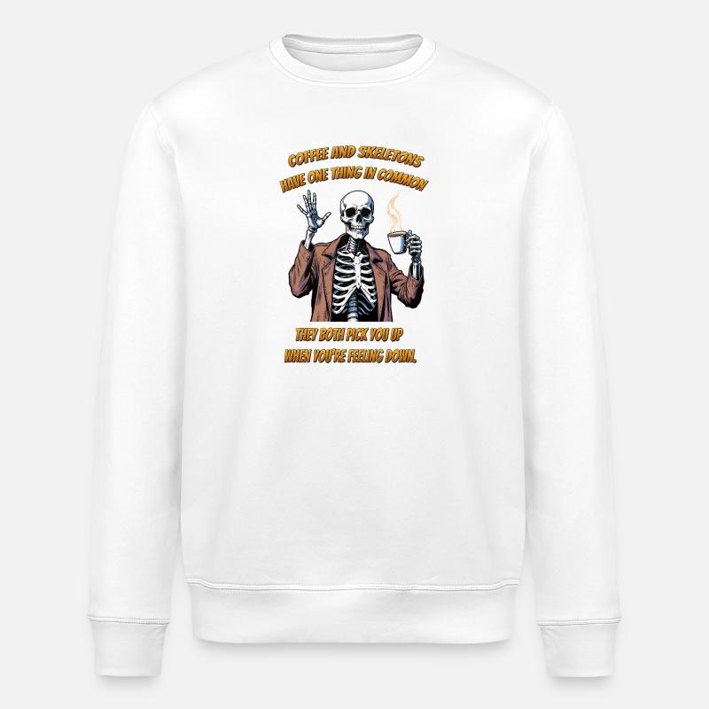 Skelett Kaffee - Stanley/Stella Unisex Bio-Sweatshirt ROLLER - Weiß