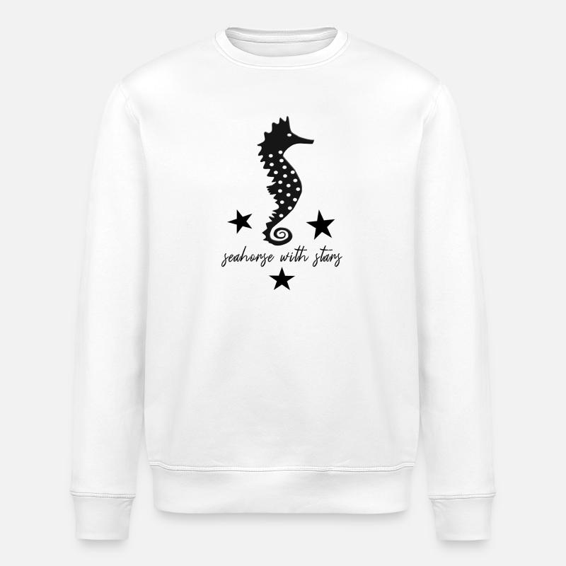 schwarzes Seepferd schwarzes Seepferdchen - Stanley/Stella Unisex Bio-Sweatshirt ROLLER - Weiß