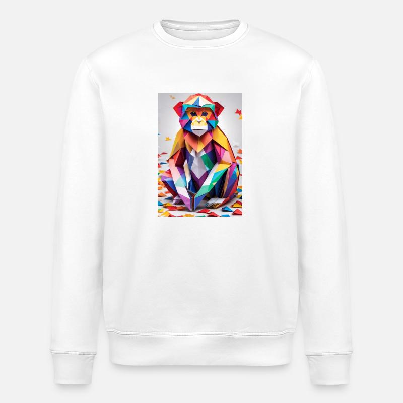Regenbogen-Affe - Stanley/Stella Unisex Bio-Sweatshirt ROLLER - Weiß