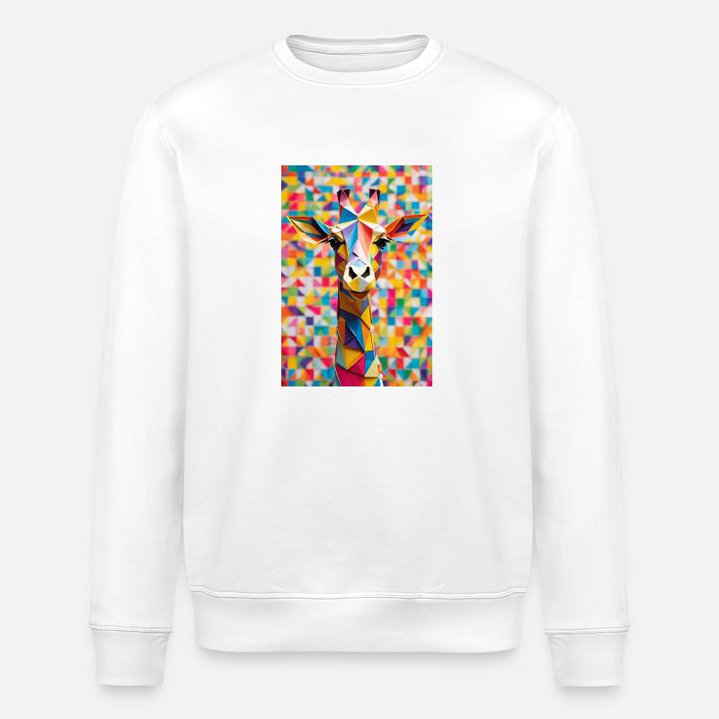 Regenbogen-Giraffe - Stanley/Stella Unisex Bio-Sweatshirt ROLLER - Weiß