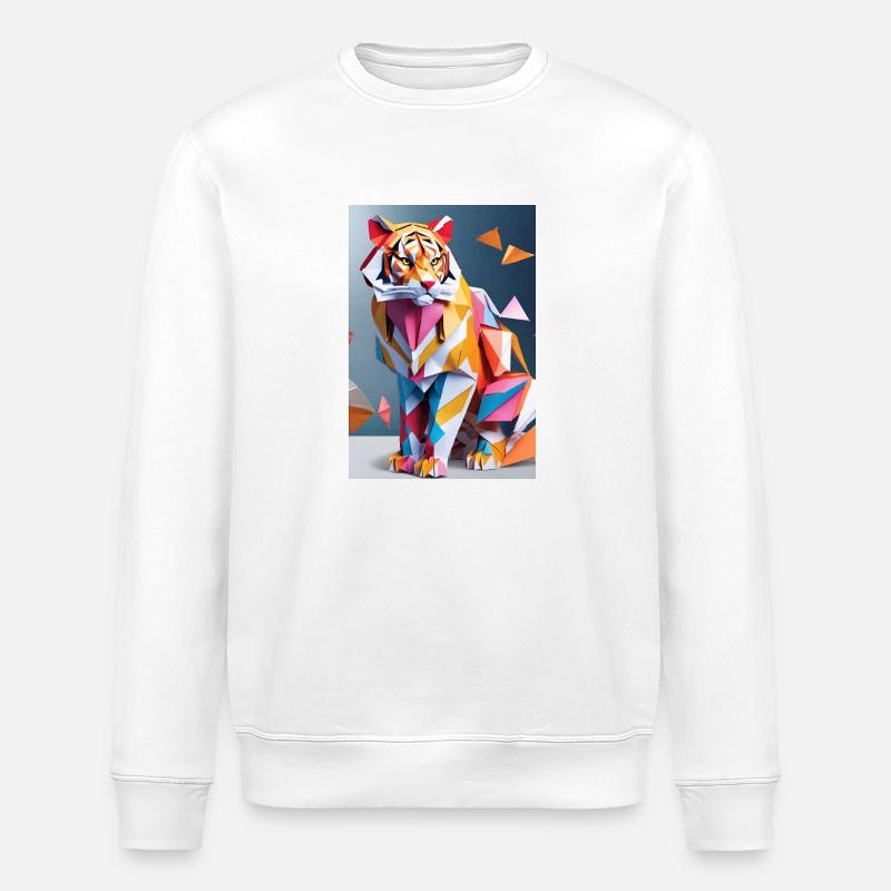 Royal Stripes: Majestic Tiger Unleashed - Stanley/Stella ROLLER Unisex Organic Sweatshirt - white