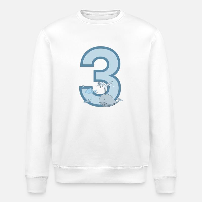 Zahl 3 - Stanley/Stella Unisex Bio-Sweatshirt ROLLER - Weiß