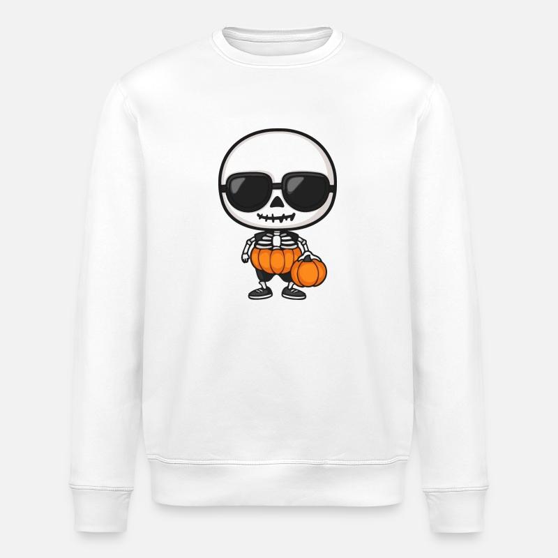 Zombie Halloween Skeleton Cool - Stanley/Stella ROLLER Unisex Organic Sweatshirt - white