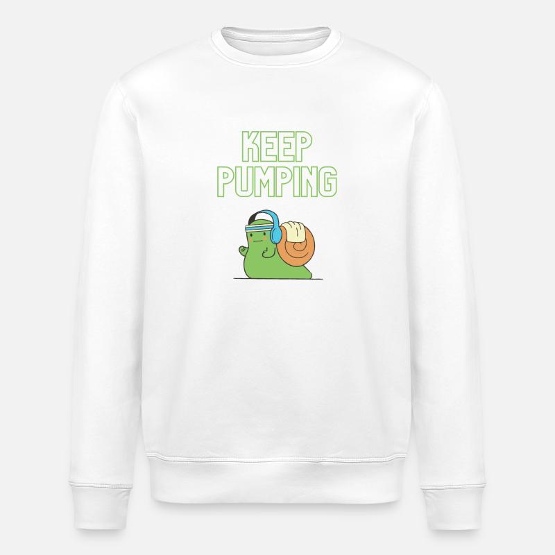 "Keep Pumping" - Screw Design - Stanley/Stella ROLLER Unisex Organic Sweatshirt - white