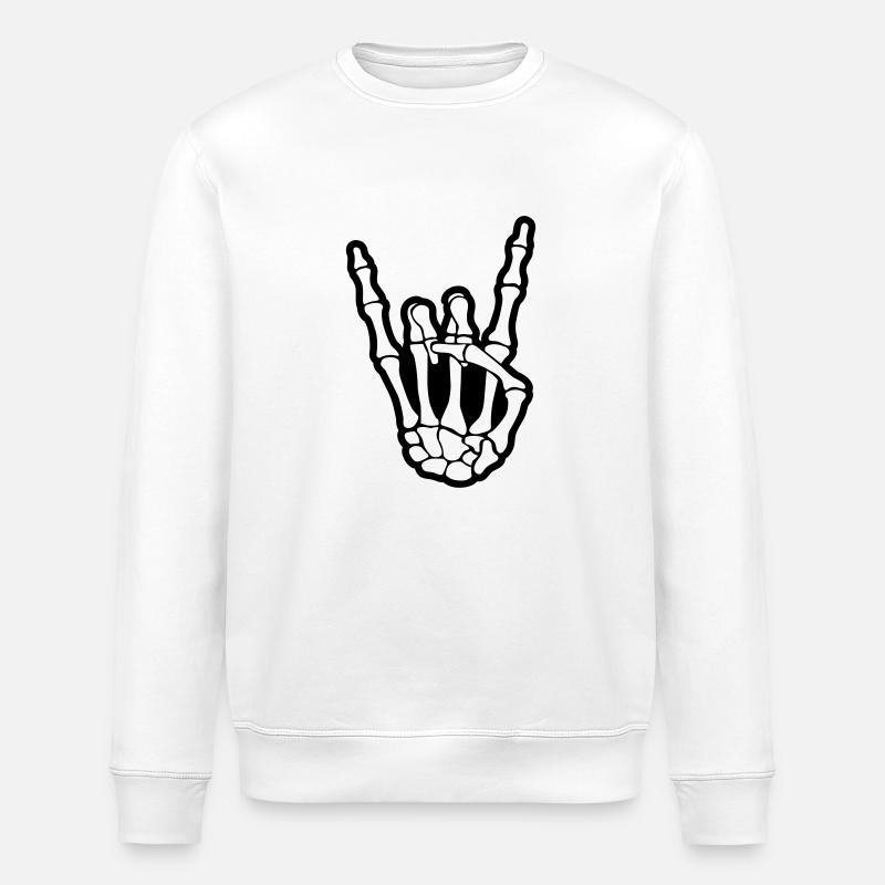 skull rock hand - Sweat bio ROLLER Stanley/Stella Unisexe - blanc