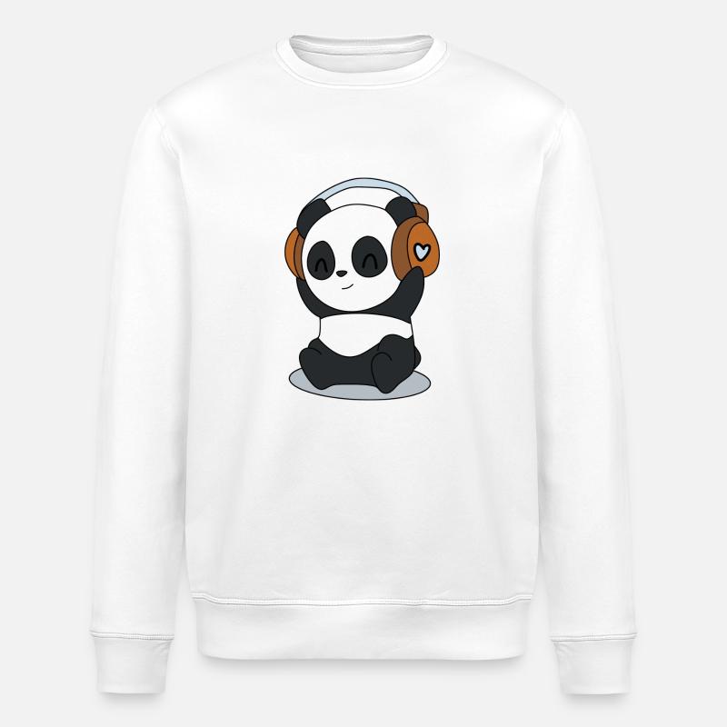 Panda Beats – Musikalischer Kuschelprofi - Stanley/Stella Unisex Bio-Sweatshirt ROLLER - Weiß