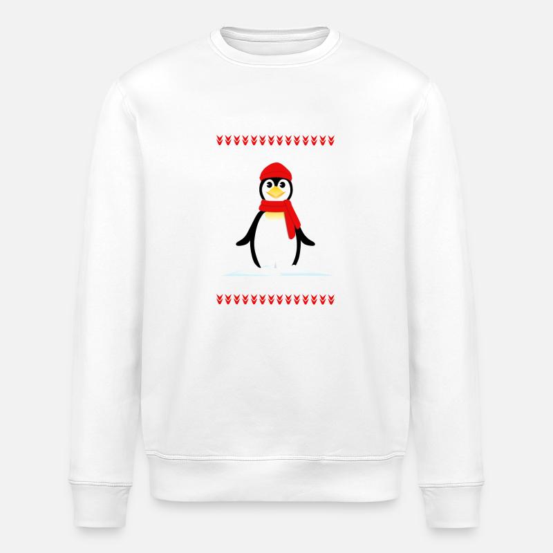 Pingouin Noël Hiver - Sweat bio ROLLER Stanley/Stella Unisexe - blanc
