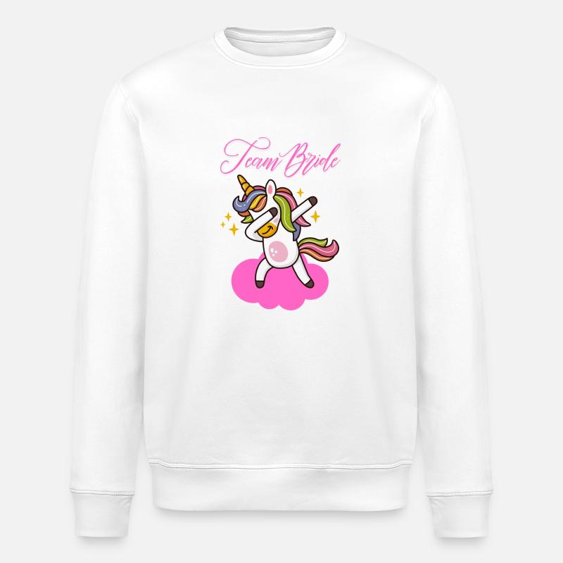 Junggesellinnenabschied Einhorn Team Bride rosa - Stanley/Stella Unisex Bio-Sweatshirt ROLLER - Weiß