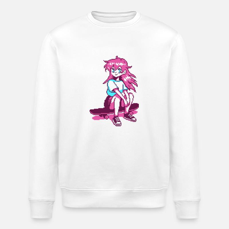 8bit SK8er GRL - Sweat bio ROLLER Stanley/Stella Unisexe - blanc