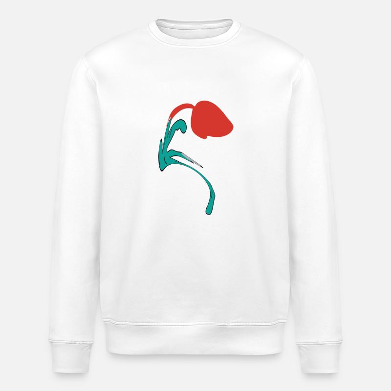 Fleur d’été en rouge - Sweat bio ROLLER Stanley/Stella Unisexe - blanc