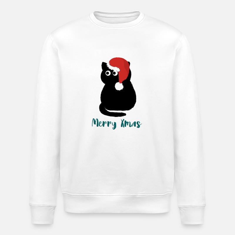 Xmas Katze Weihnachtsmütze - Stanley/Stella Unisex Bio-Sweatshirt ROLLER - Weiß