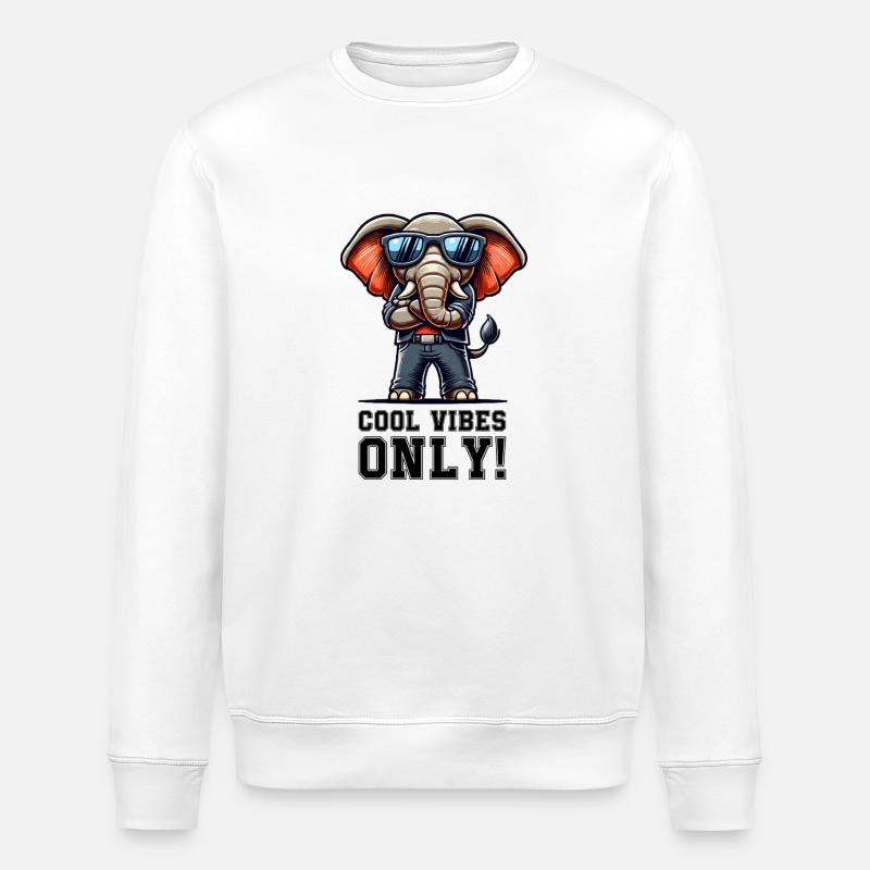 Éléphant Bande Dessinée Cool - Sweat bio ROLLER Stanley/Stella Unisexe - blanc