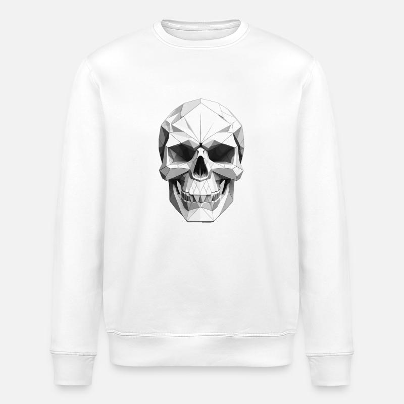 Crâne - Design Low Poly - Sweat bio ROLLER Stanley/Stella Unisexe - blanc